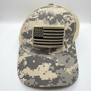 US Flag Camo Baseball Cap with Detachable Flag - Unisex Outdoor Hat
